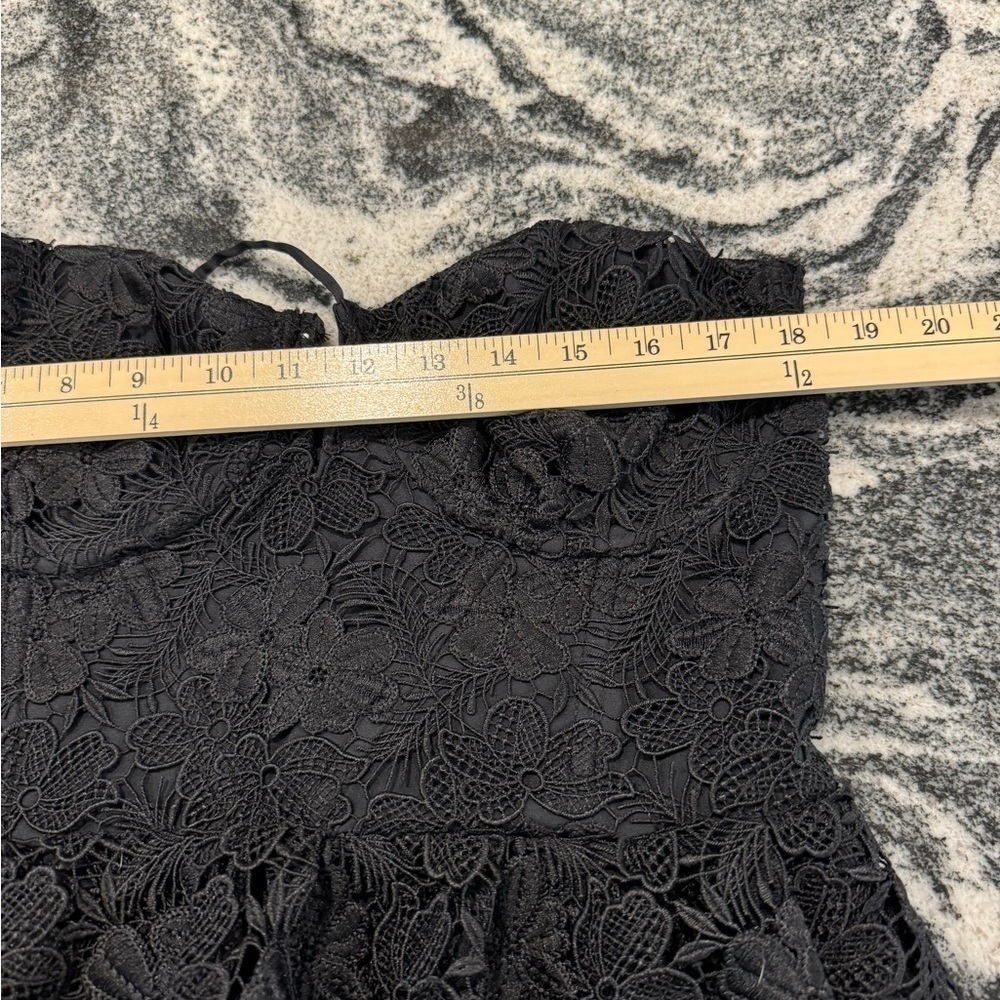 LPA woman’s XL Madonna black lace corset peplum midi dress with spaghetti straps - Picture 9 of 14